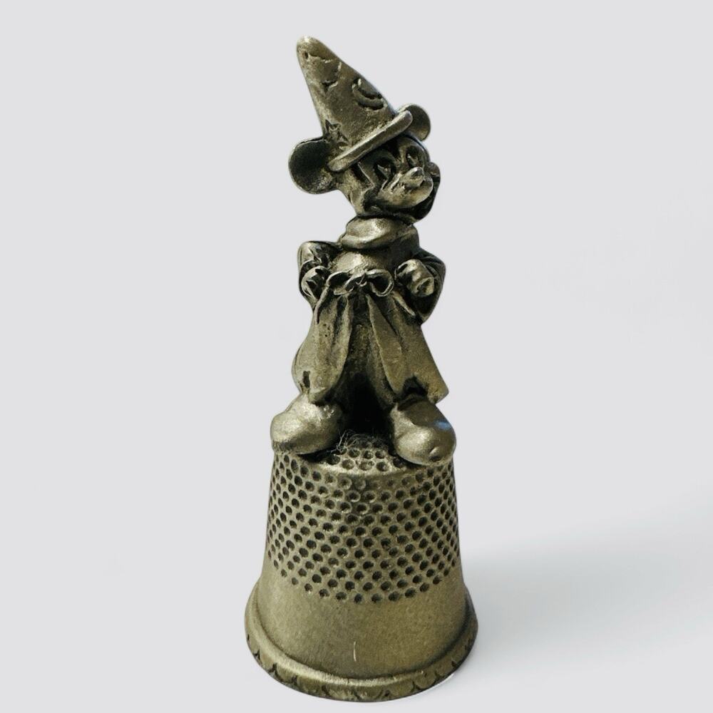 Disney Pewter Mickey Mouse Magician Wand Sorcerer Thimble Miniature Art Figurine